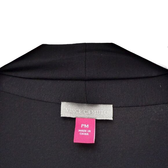 Vince Camuto Black Cardigan Medium Petite Stretch Viscose Jersey Open Front - Picture 5 of 7